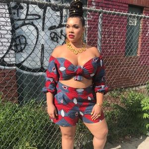 Ankara print short set